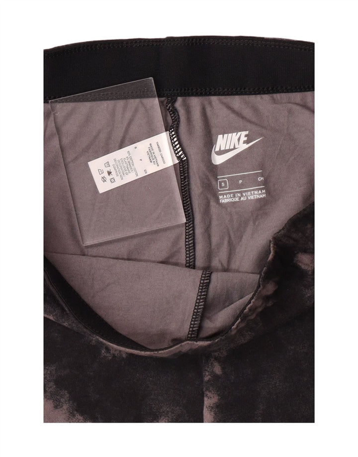 NIKE Womens Graphic Leggings UK 8 Small Black Tie Dye Cotton Vintage Nike and Second-Hand Nike from Messina Hembry 
