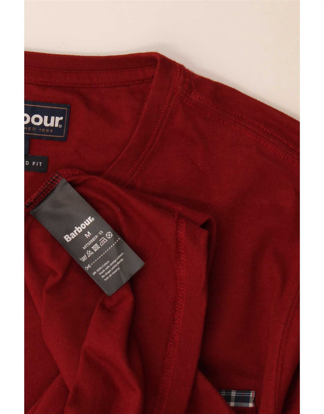Barbour herre skræddersyet pasform T-shirt top medium Bourgogne bomuld