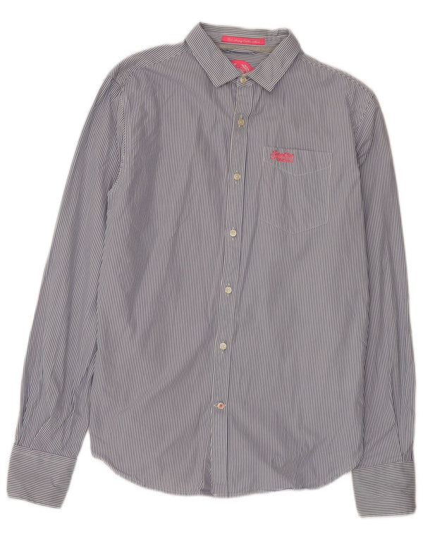 Superdry Mens Shirt Medium Blue Pinstripe Cotton