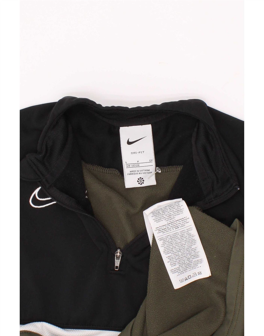 Nike Boys Dri Fit Pullover Træningsdragt Top 8-9 år Small Khaki Colourblock