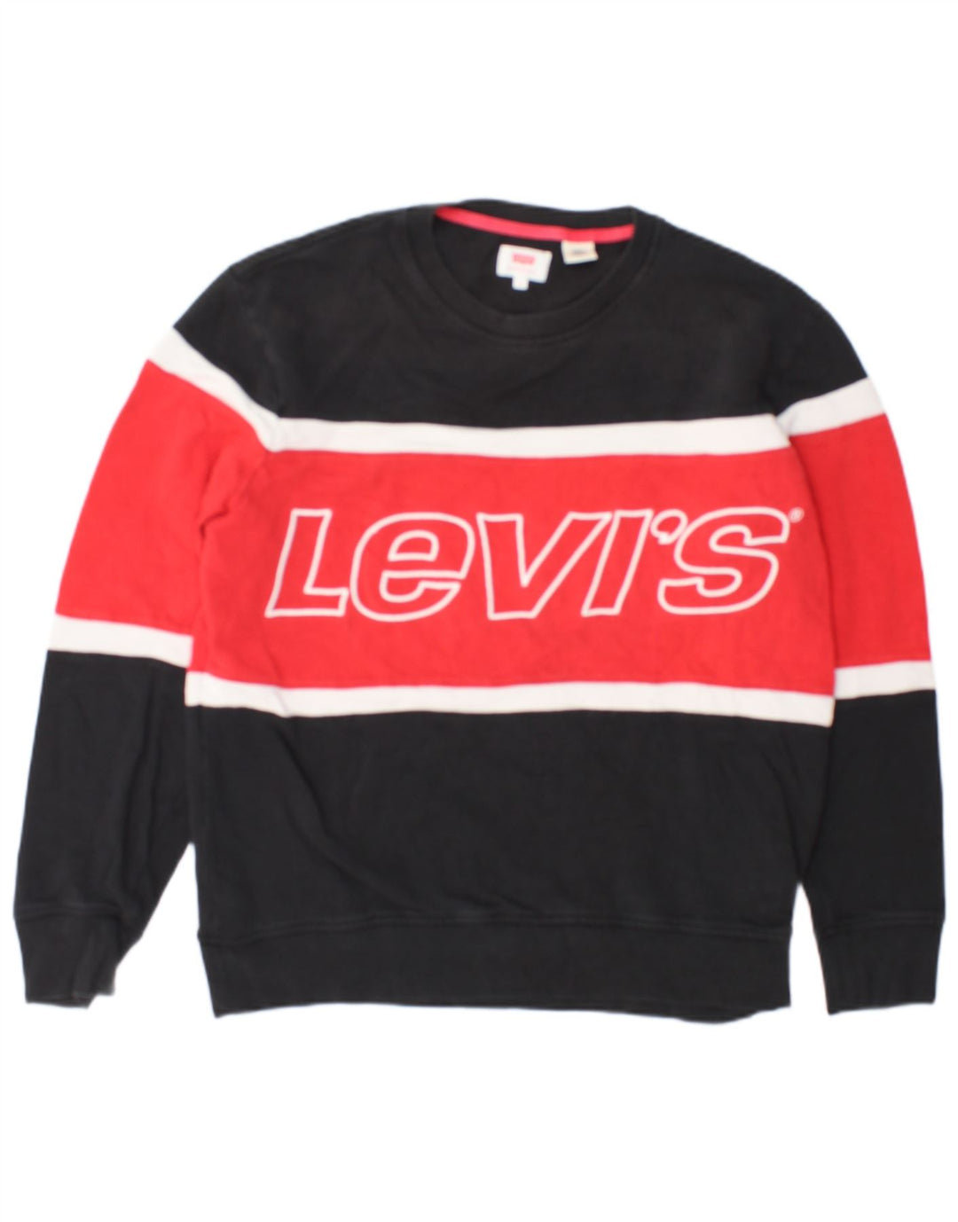 Levi's Herre grafisk sweatshirt Jumper Medium Sort Colourblock Bomuld
