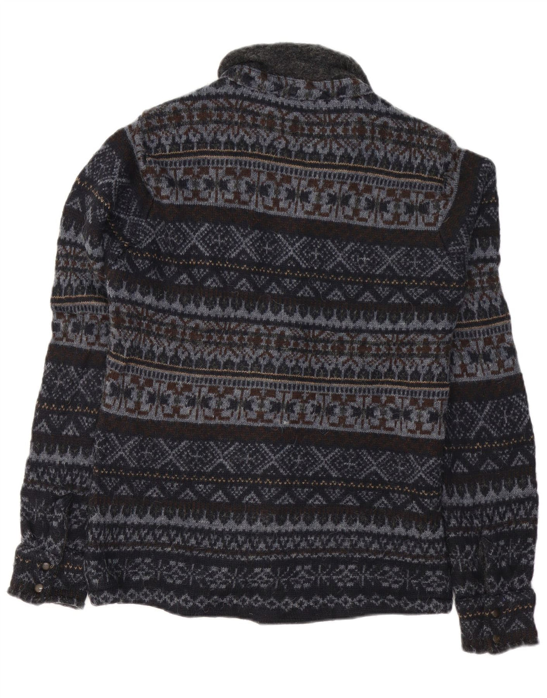 Zara Boys Overshirt Shirt 15-16 år Medium Navy Blue Fair Isle Akryl