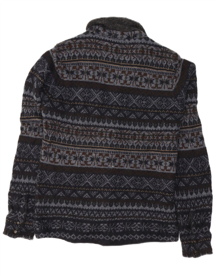 Zara Boys Overshirt Shirt 15-16 år Medium Navy Blue Fair Isle Akryl