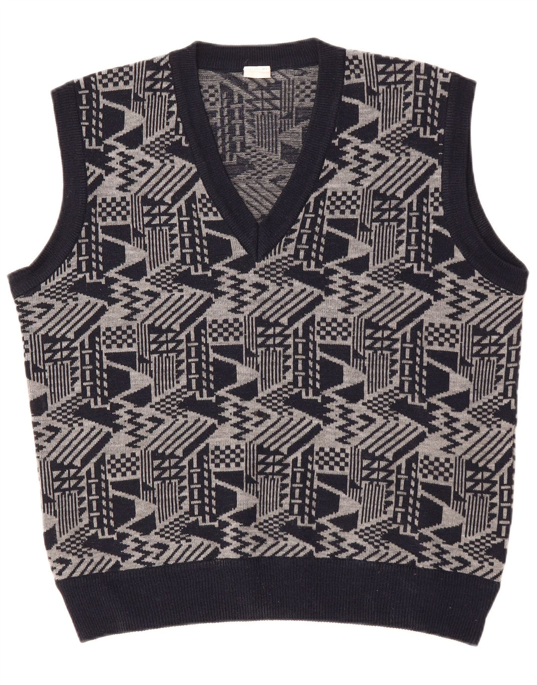 VINTAGE Herrevest Tank Top Stor Marineblå Geometrisk