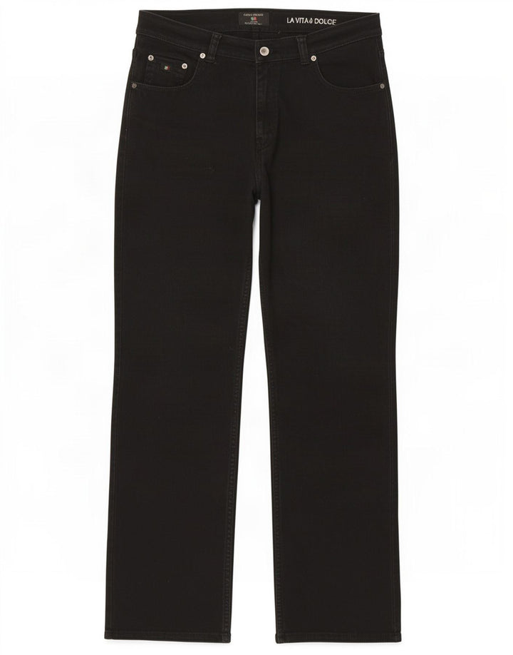 Carlo Colucci Herre Straight Jeans W34 L32 Sort Bomuld