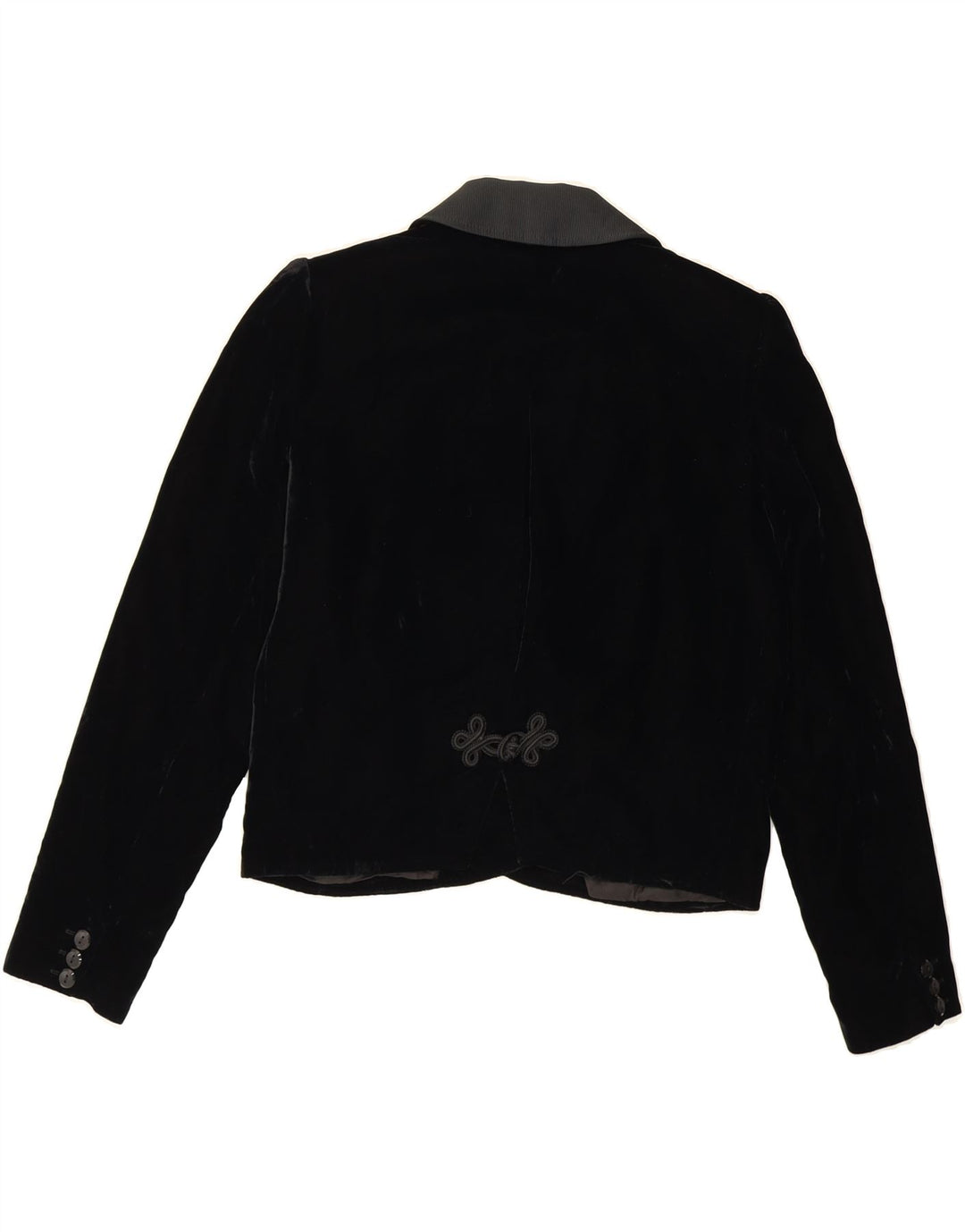 VALENTINO Dame Crop Dobbeltradet Blazer Jacket IT 42 Medium Sort