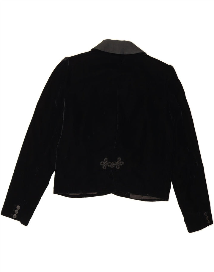 VALENTINO Dame Crop Dobbeltradet Blazer Jacket IT 42 Medium Sort