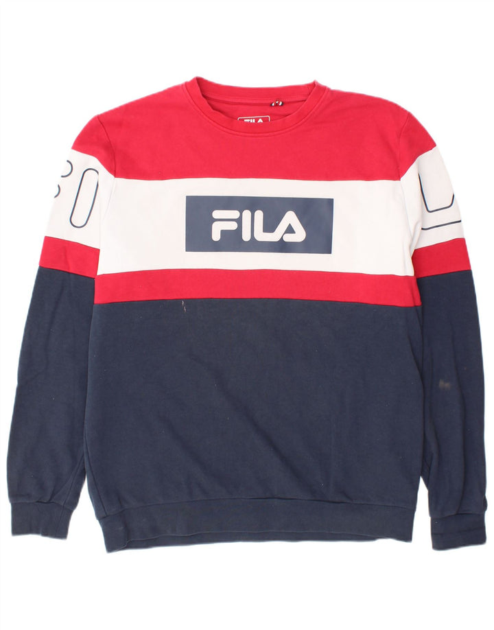 Fila Herre grafisk sweatshirt Jumper Stor flerfarvet Colourblock Bomuld