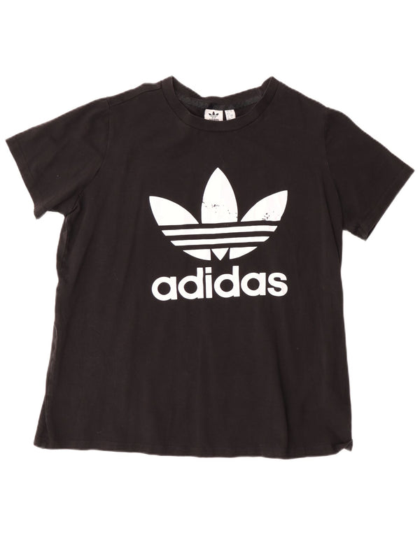 Adidas Dame Grafisk T-Shirt Top UK 20/22 XL Sort Bomuld