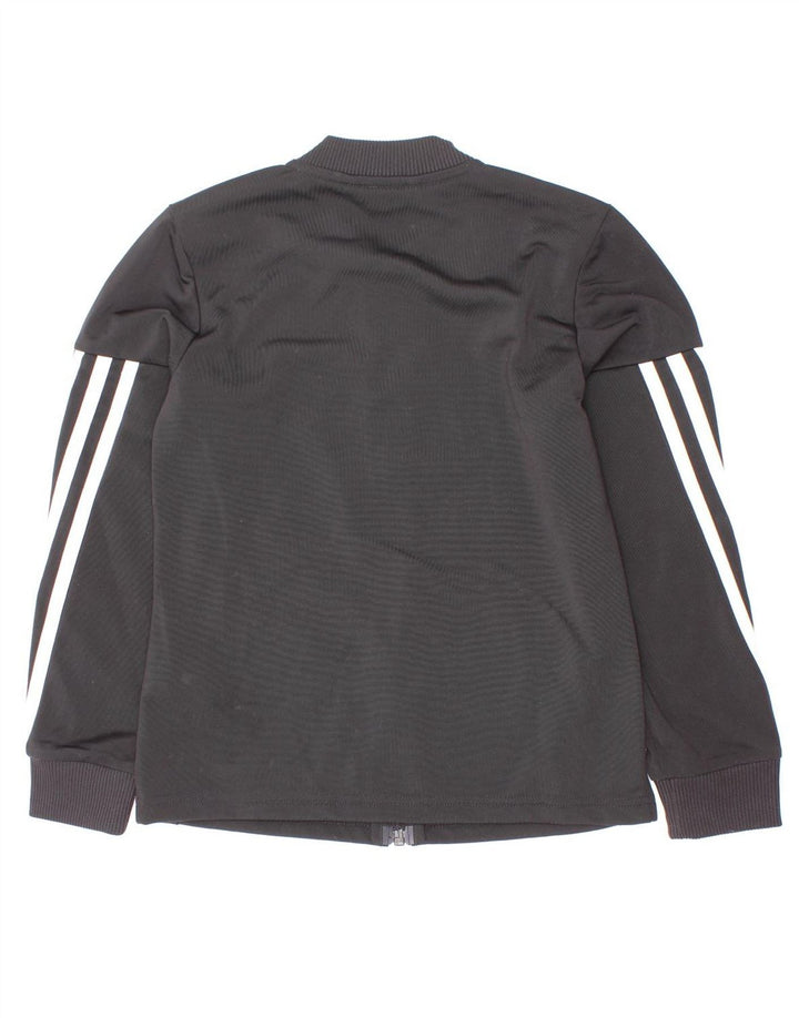 Adidas piger træningsdragt topjakke 7-8 år sort nålestribet polyester