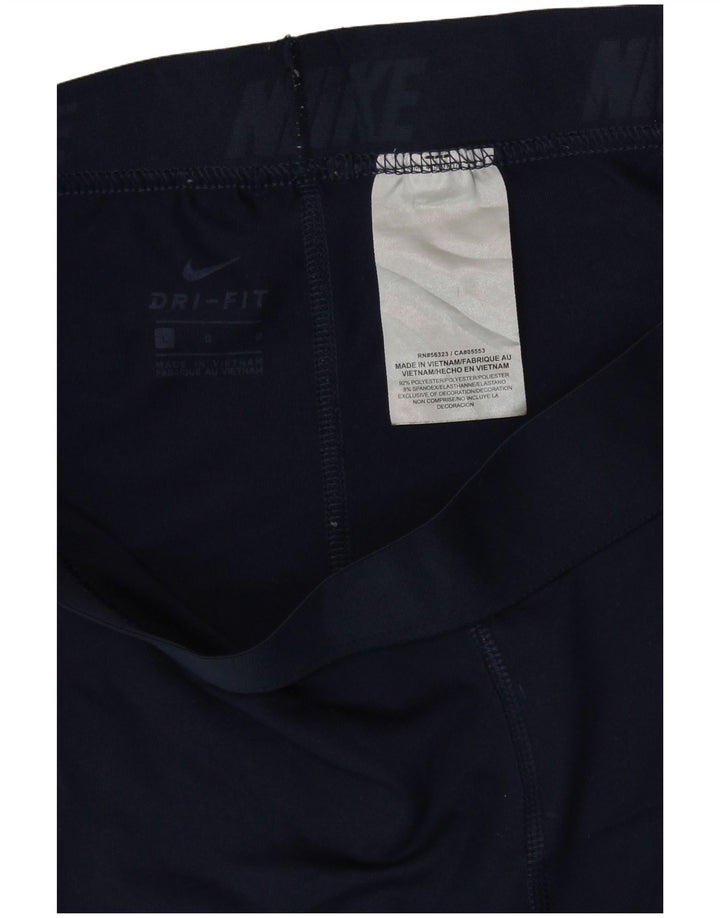 NIKE Dame Dri Fit sportsshorts UK 14 Large Navy Blue Polyester