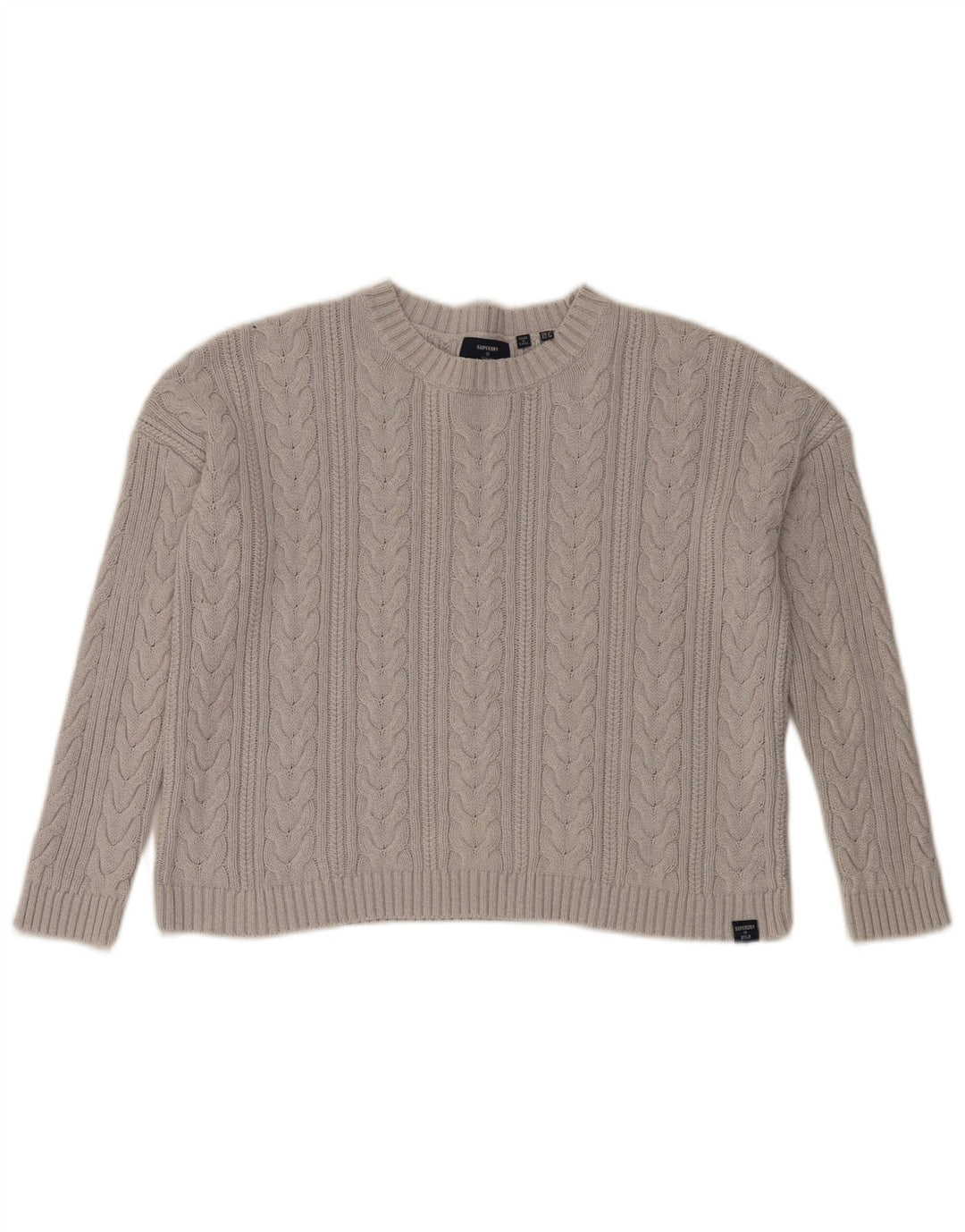 Superdry Womens Crop Oversized trøjetrøje med rund hals UK 10 lille grå