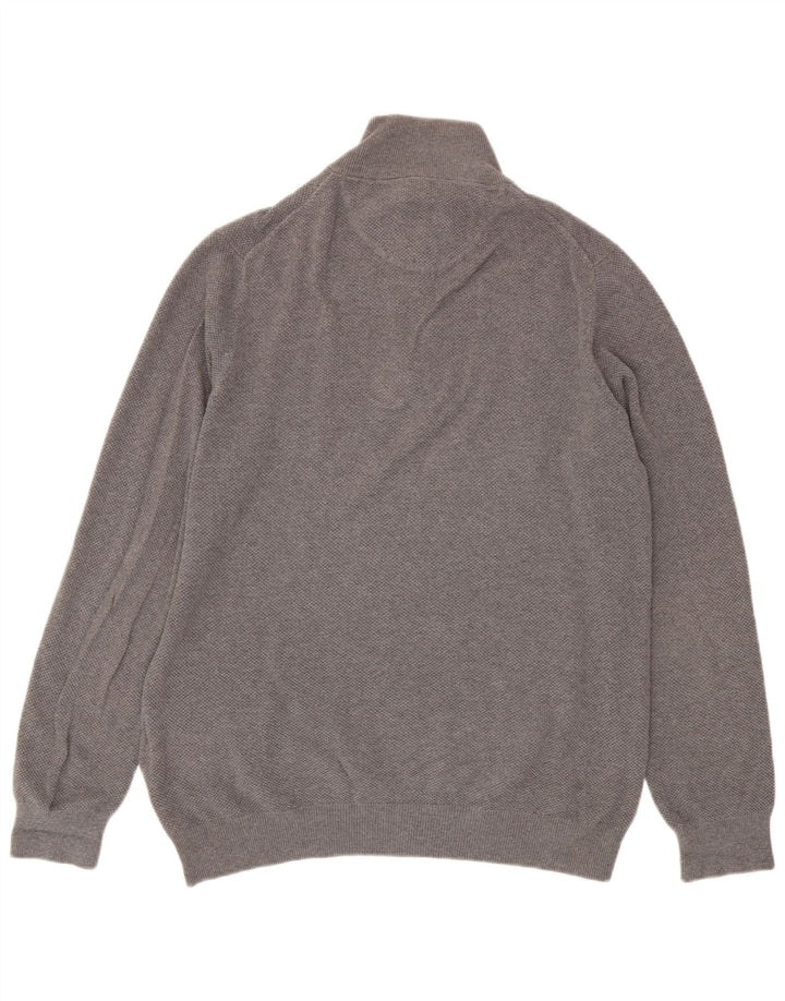 Gant Herre Zip Neck Jumper Sweater Stor Grå Bomuld