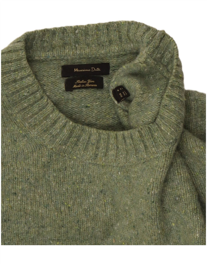 Massimo Dutti Herre Crew Neck Jumper Sweater Medium Green Flecked