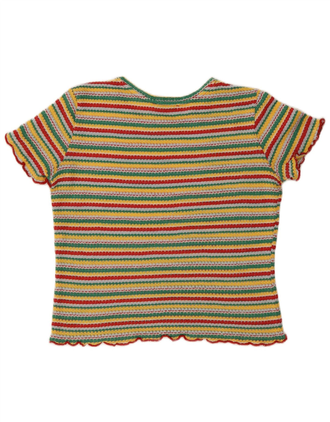 Zara Womens Crop T-Shirt Top UK 14 Large Multicolored Striped