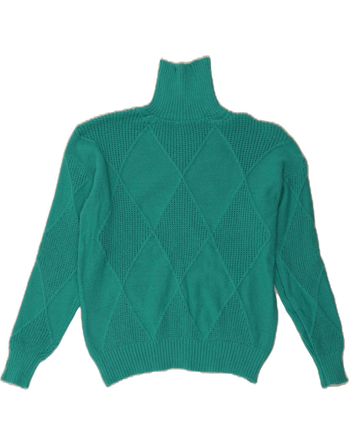 VINTAGE Womens Turtle Neck Jumper Sweater UK 14 Large Turquoise Vintage Vintage and Second-Hand Vintage from Messina Hembry 