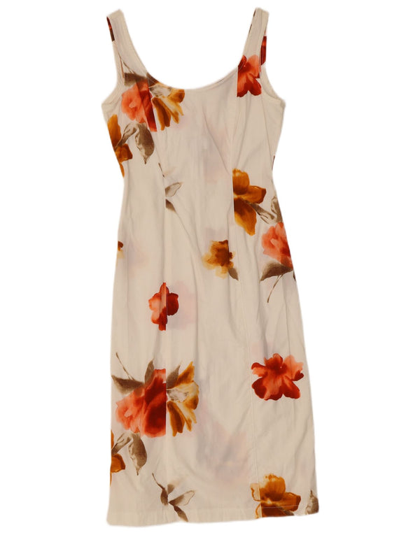 Vintage Womens Sleeveless Sheath Dress IT 40 Small White Floral Cotton