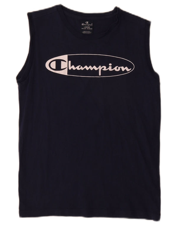 Champion Drenge Grafisk Vest Top 11-12 år Large Navy Blue