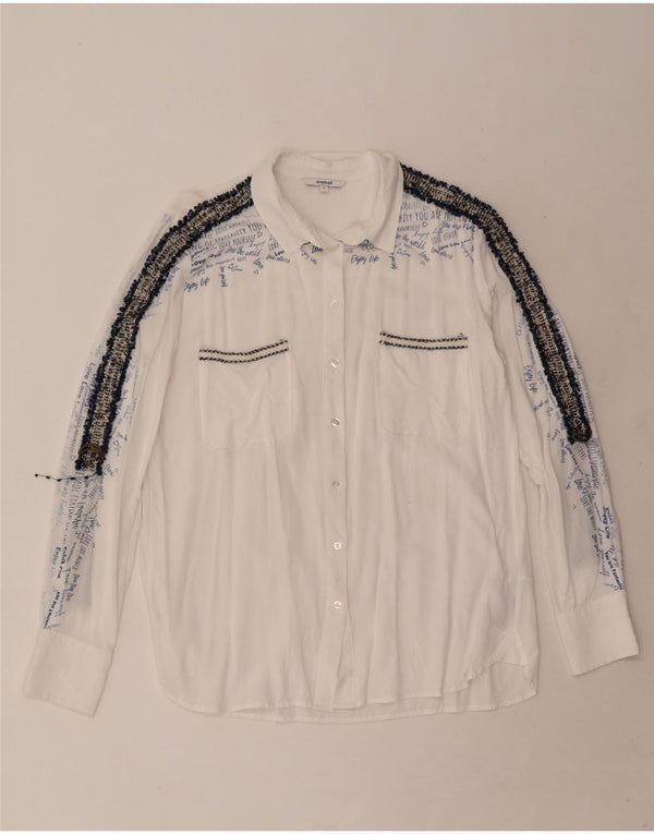 Desigual Womens Graphic Shirt Blouse UK 10 Small White Colourblock Viscose