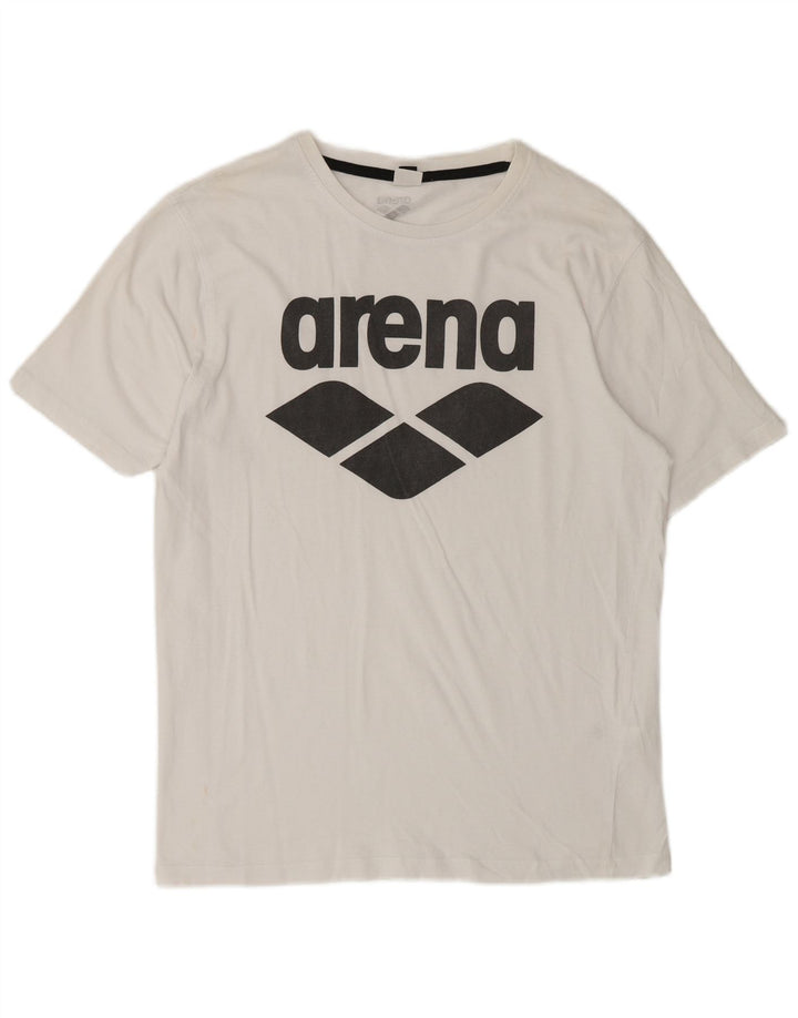 Arena Herre Grafisk T-Shirt Top Medium Hvid Bomuld