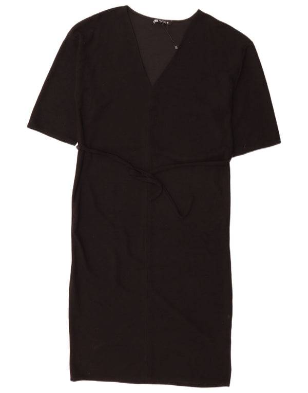 Zara Dame Oversized Maxi Dress UK 10 Small Black Polyester