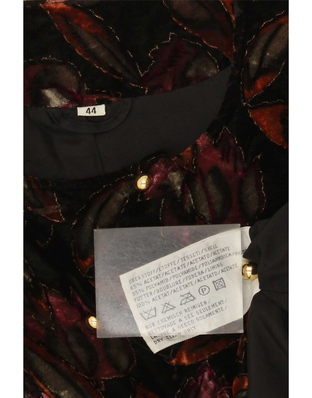 Vintage Dame Velvet Blazer Jacket IT 44 Medium Multicolored Floral