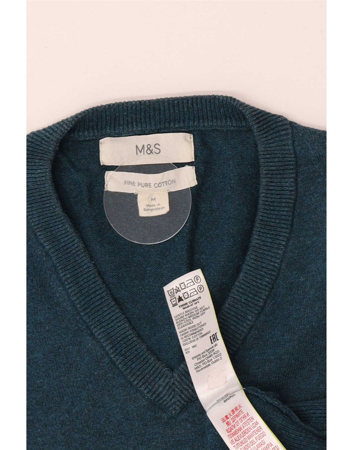 Marks & Spencer Herre V-hals sweater Medium Grøn Bomuld