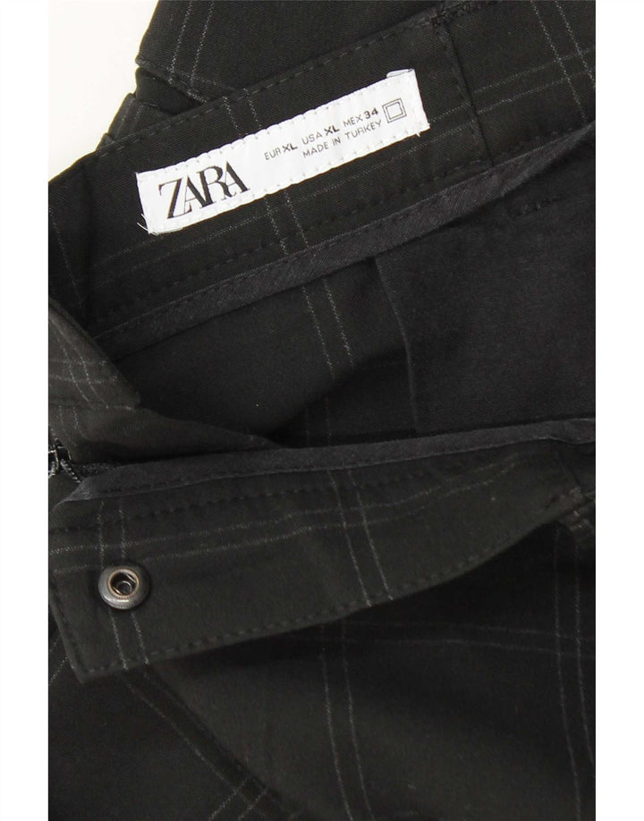 Zara Straight Chino Bukser XL W34 L29 Grå ternet