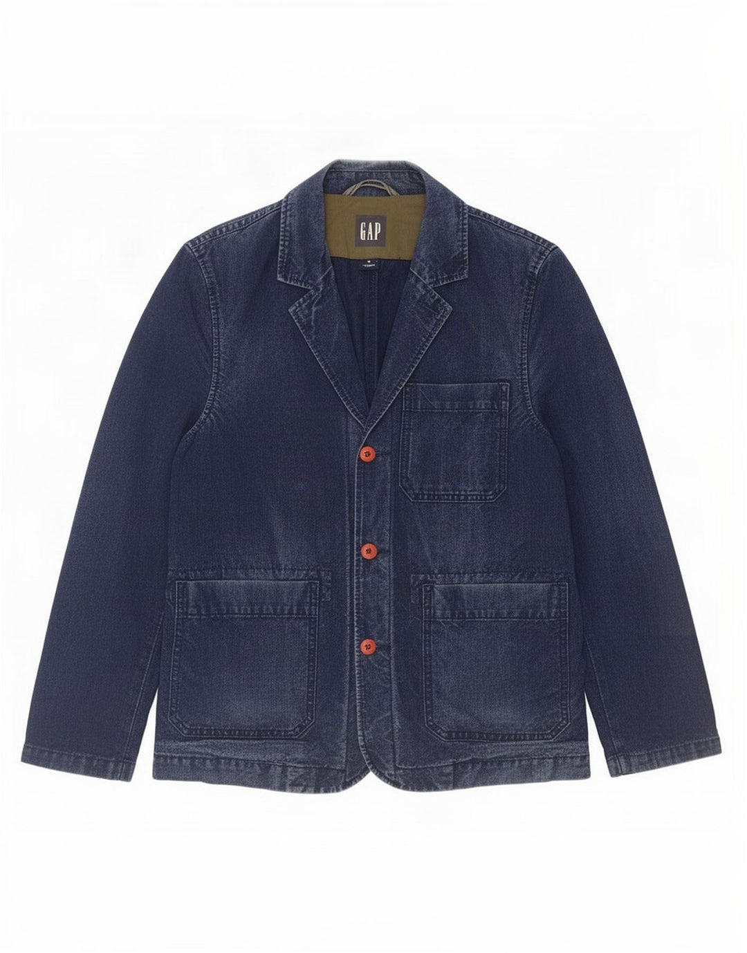 Gap Herre 3-knaps Denim Blazer Jacket UK 38 Medium Navy Blue Bomuld