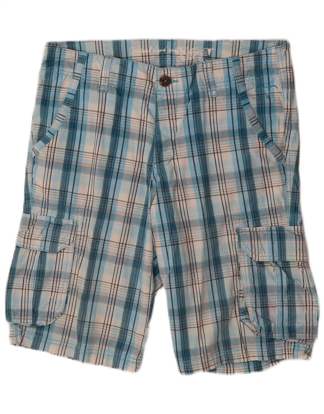 EDC Herre Cargo Shorts W34 Large Blue Check