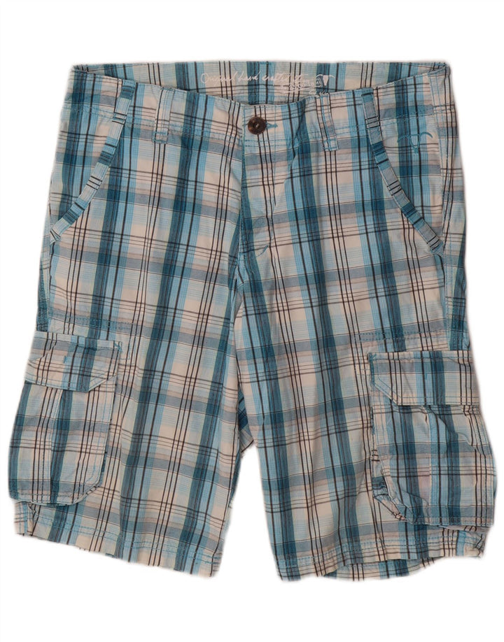 EDC Herre Cargo Shorts W34 Large Blue Check