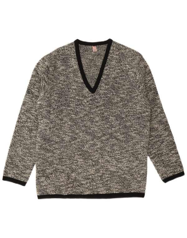 Shetland Mens V-Neck Jumper Sweater Small Navy Blue Flecked New Wool