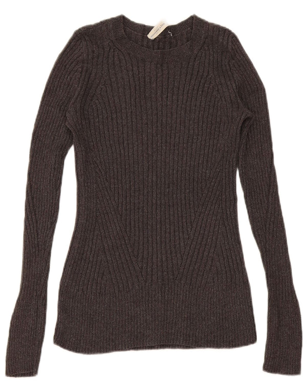 Abercrombie & Fitch Dame Boat Neck Jumper Sweater UK 10 Small Grey Bomuld