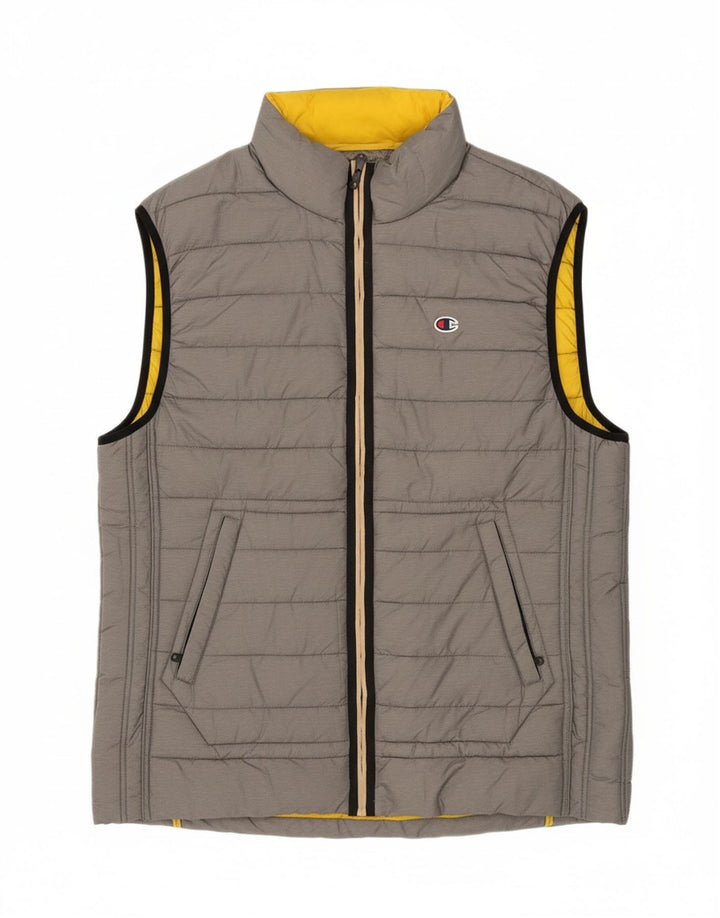 CHAMPION Mens Padded Gilet UK 44 2XL Grey Polyamide Vintage Champion and Second-Hand Champion from Messina Hembry 