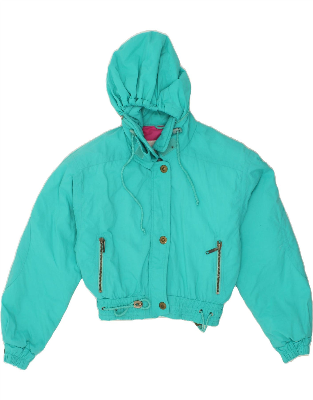 SCHOFFEL Womens Hooded Crop Windbreaker Jacket EU 36 Small Blue Vintage Schoffel and Second-Hand Schoffel from Messina Hembry 