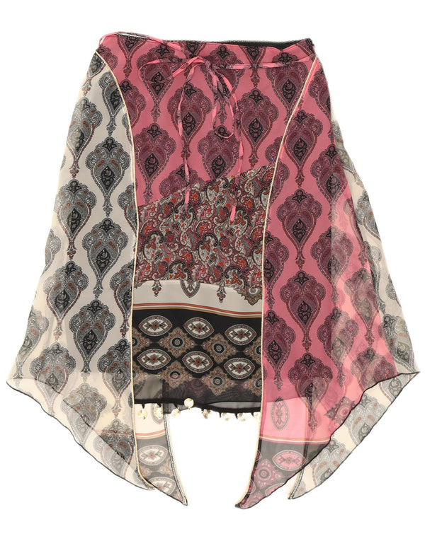 Kookai Dame Asymmetrisk Nederdel EU 38 Medium W28 Pink Paisley Polyester