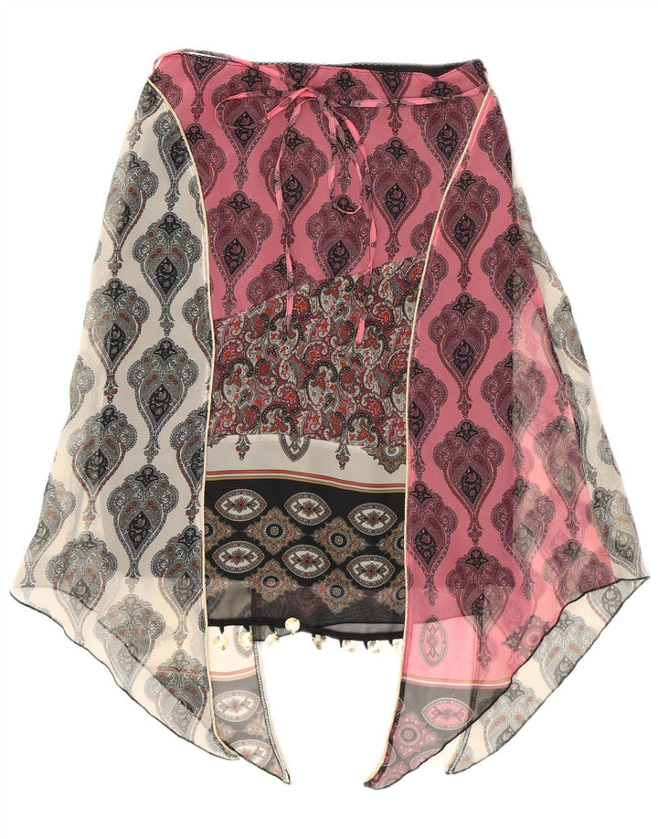 Kookai Dame Asymmetrisk Nederdel EU 38 Medium W28 Pink Paisley Polyester