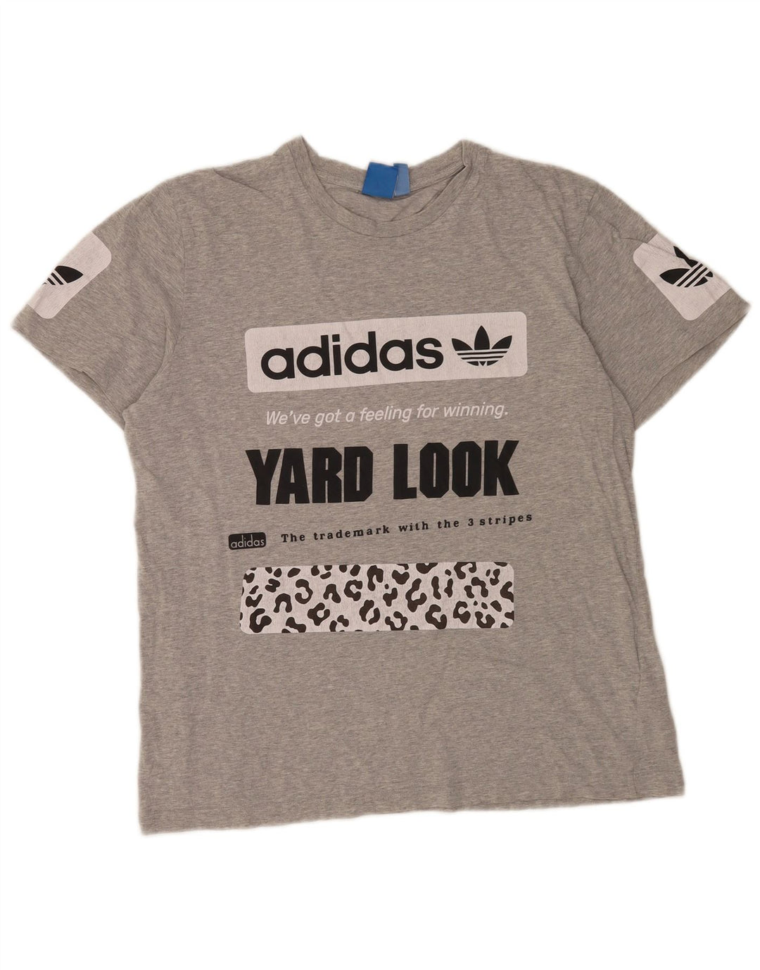 Adidas Herre Grafisk T-Shirt Top Stor Grå Bomuld