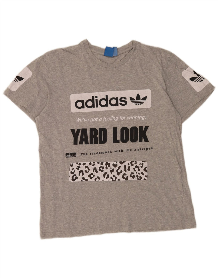 Adidas Herre Grafisk T-Shirt Top Stor Grå Bomuld