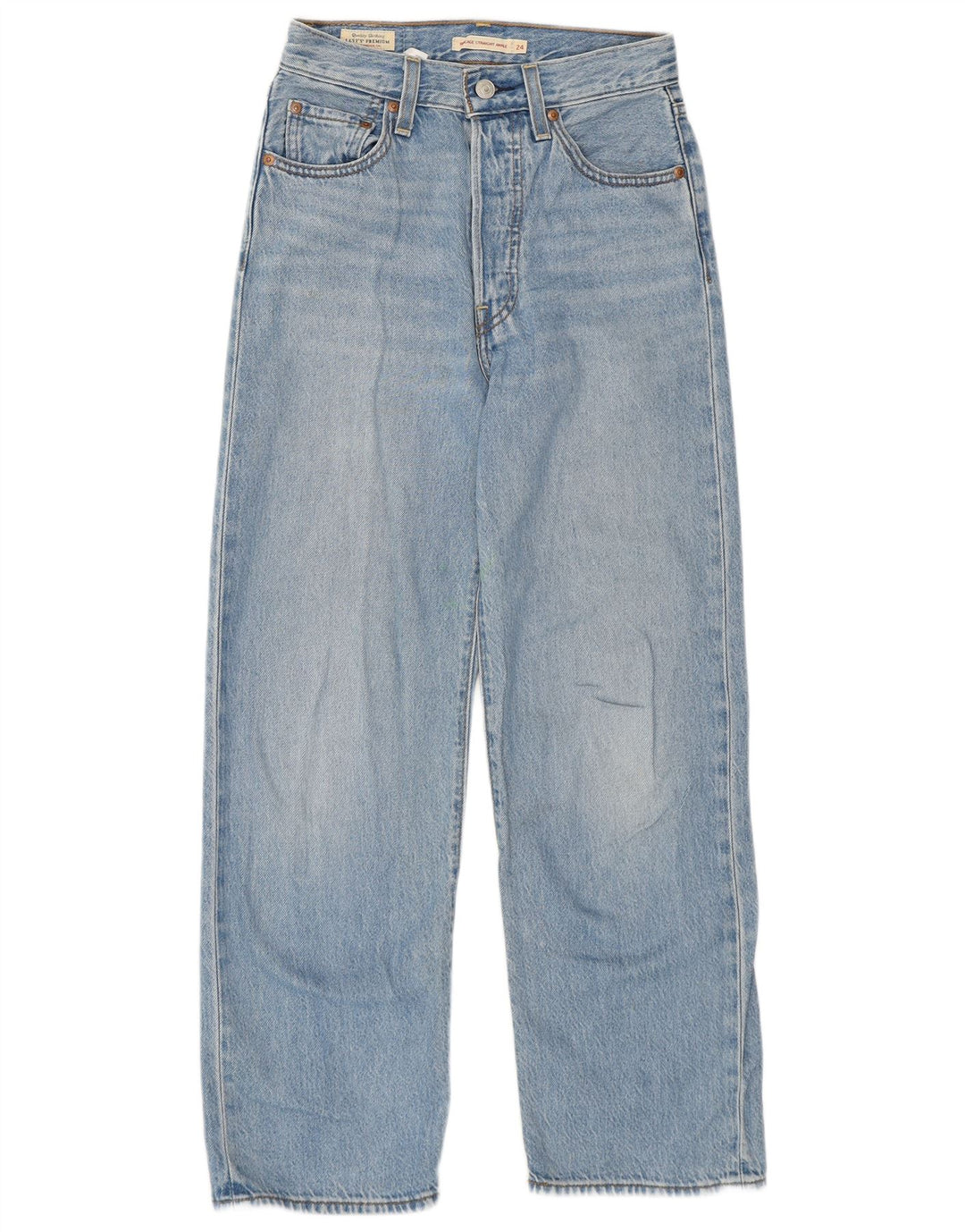 Levi's Dame Ribcage Straight Jeans W24 L27 Blå Bomuld