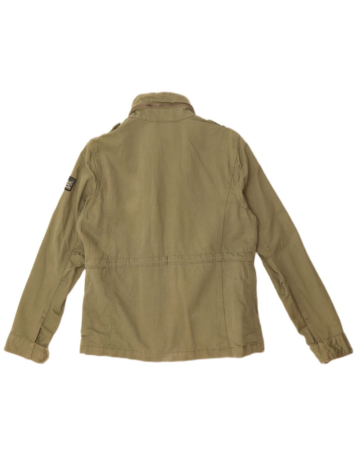 Superdry Militærjakke med hætte til kvinder UK 12 Medium Khaki Bomuld