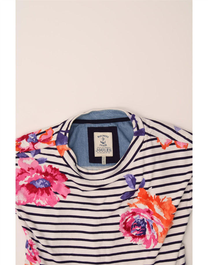 JOULES Womens Oversized Top Long Sleeve UK 10 Small White Floral Nautical Vintage Joules and Second-Hand Joules from Messina Hembry 