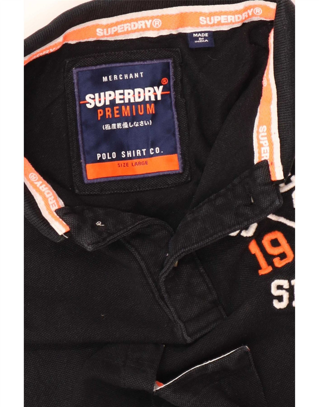 Superdry grafisk poloshirt til mænd, stor sort
