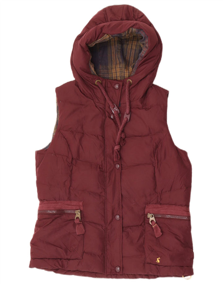 Joules Dame Hætte Polstret Gilet UK 14 Large Maroon Polyester