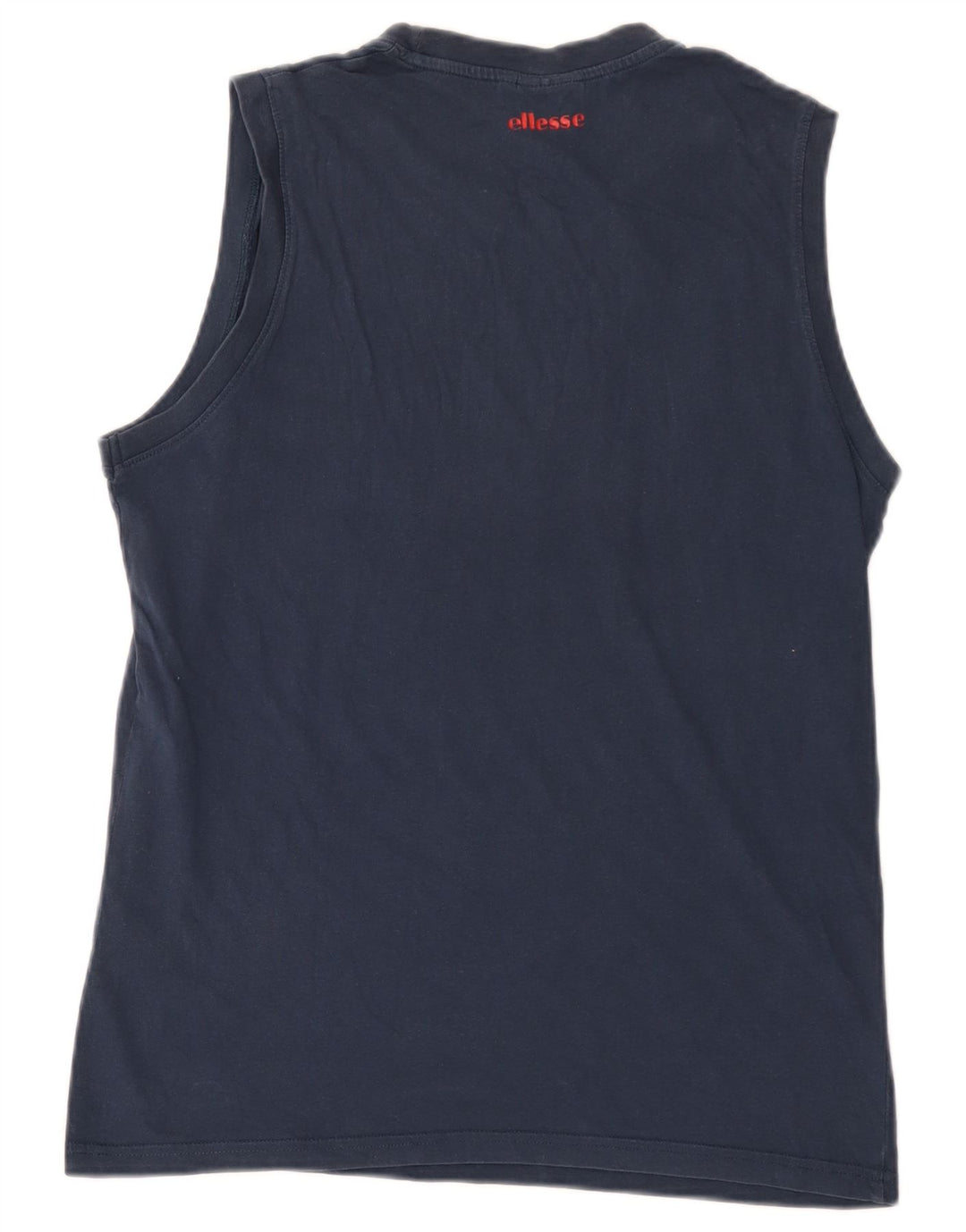 ELLESSE Kvinder Grafisk Vest Top UK 16 Large Navy Blue Bomuld