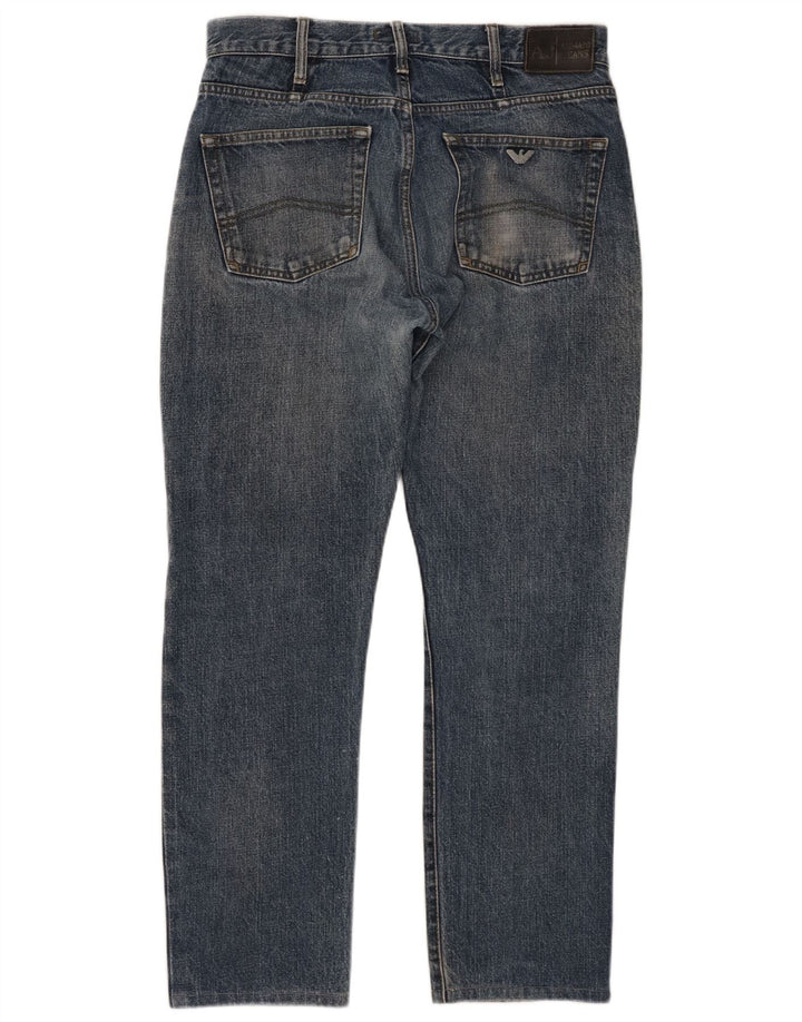 Armani Straight Jeans til mænd W34 L28 Marineblå bomuld