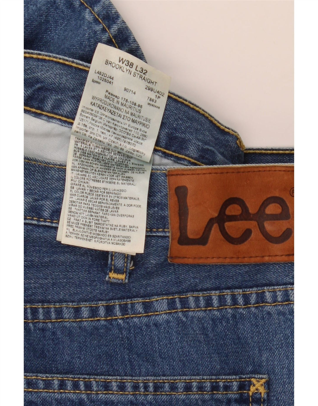 Lee Mens Brooklyn Straight Jeans W38 L32 Blå Bomuld