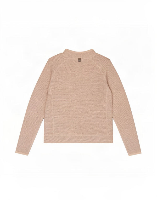 Weird Fish Womens Zip Neck Sweatshirt Jumper UK 12 Medium Beige Cotton