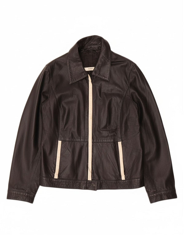 MARINA RINALDI Womens Jacket Size 19 Small Black Colourblock Leather