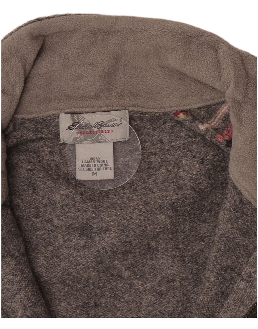 Eddie Bauer Dame Cardigan Sweater UK 12 Mellemgrå Stribet lammeuld